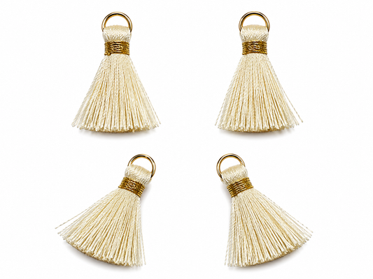 Borlas Hilo Beige Con Argolla Dorada 2.5cm - 10pcs