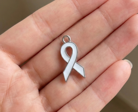 Dije Liston Blanco Lucha Contra el Cancer 10x20mm