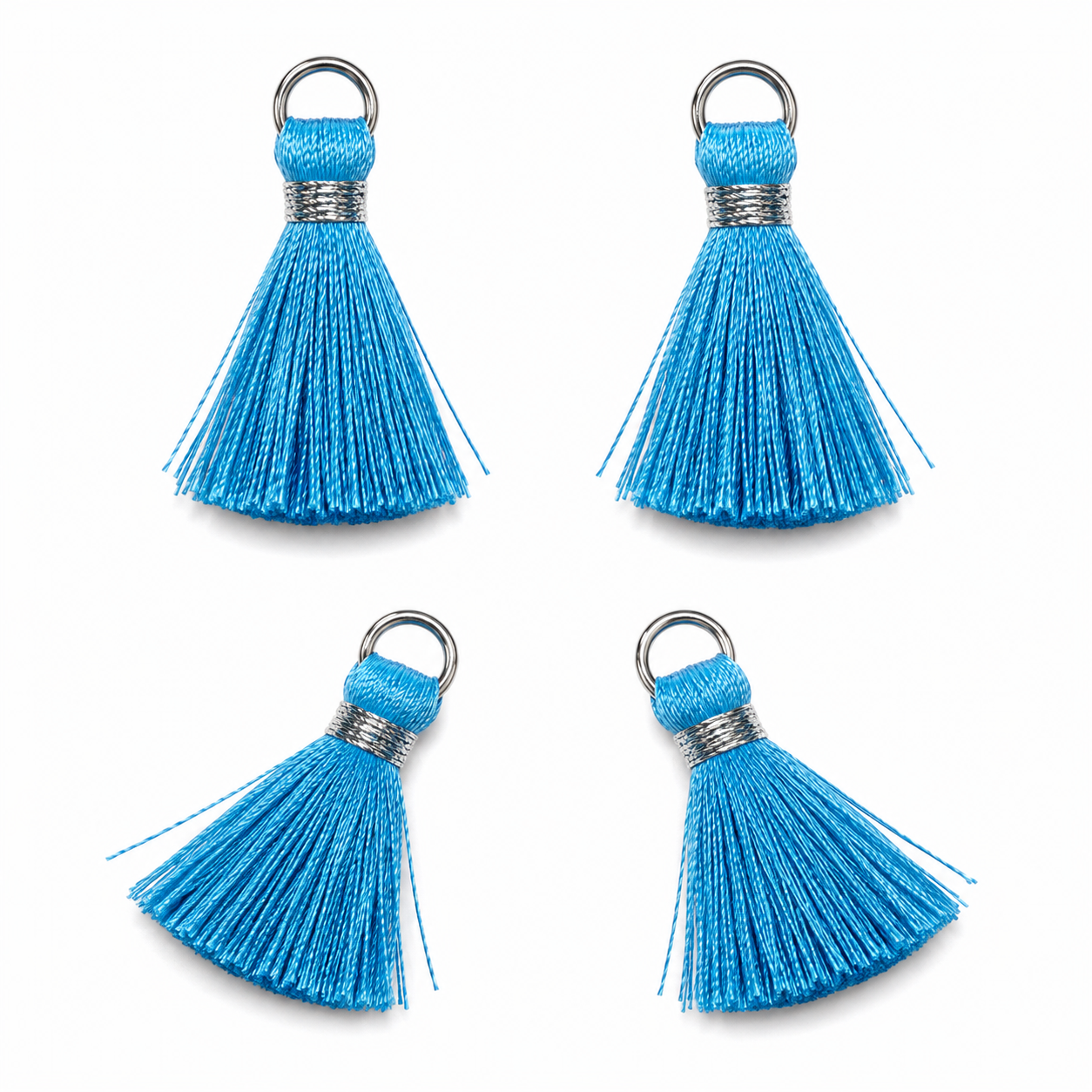 Borlas Hilo Celeste Con Argolla Plateada 2.5cm - 10pcs