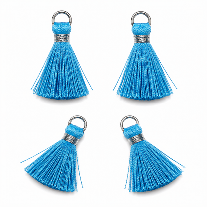 Borlas Hilo Celeste Con Argolla Plateada 2.5cm - 10pcs