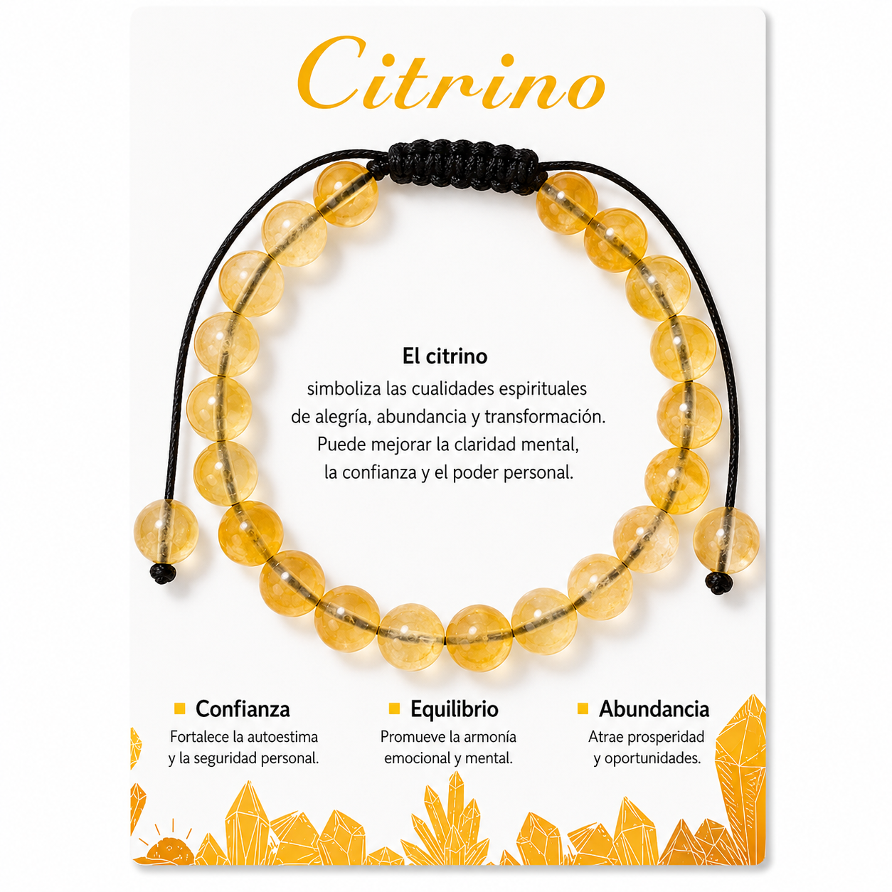 Pulsera Citrino Natural Tejida 8mm