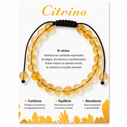 Pulsera Citrino Natural Tejida 8mm