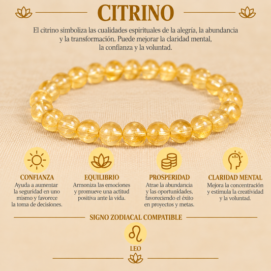 Pulsera Citrino 4mm Elasticada