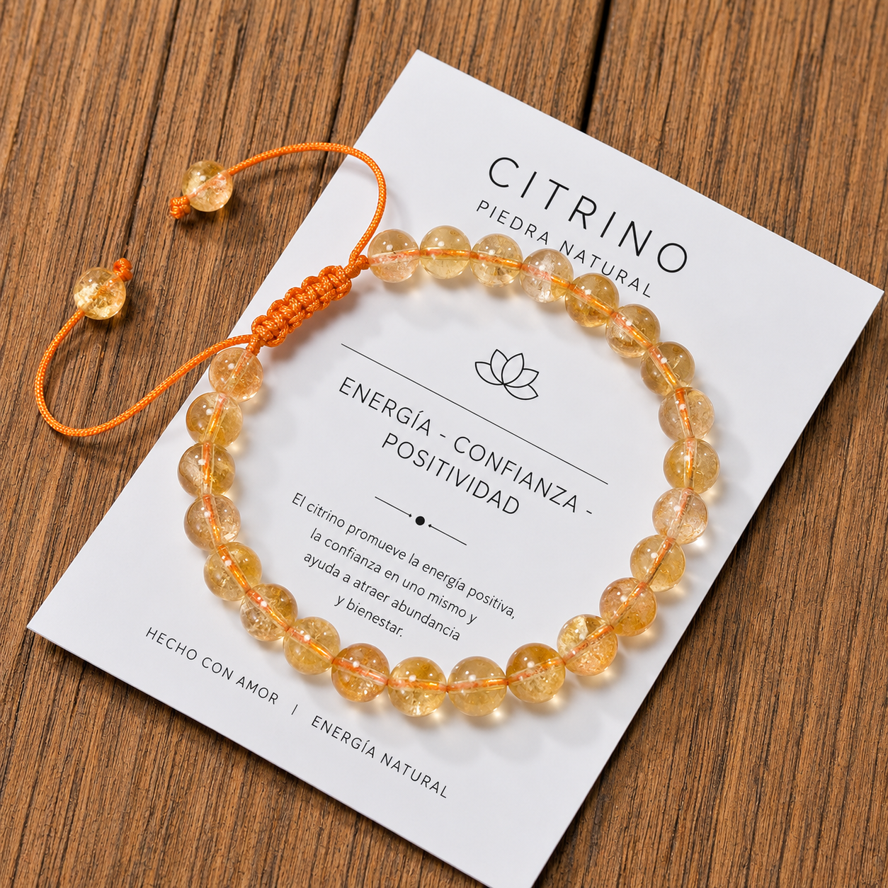 Pulsera Tejida Citrino 6mm