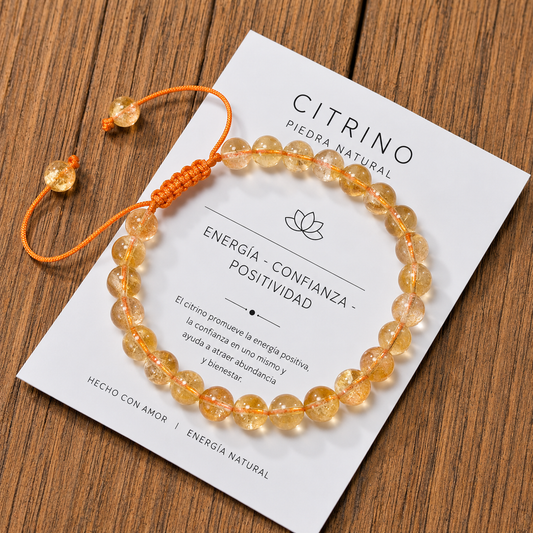 Pulsera Tejida Citrino 6mm