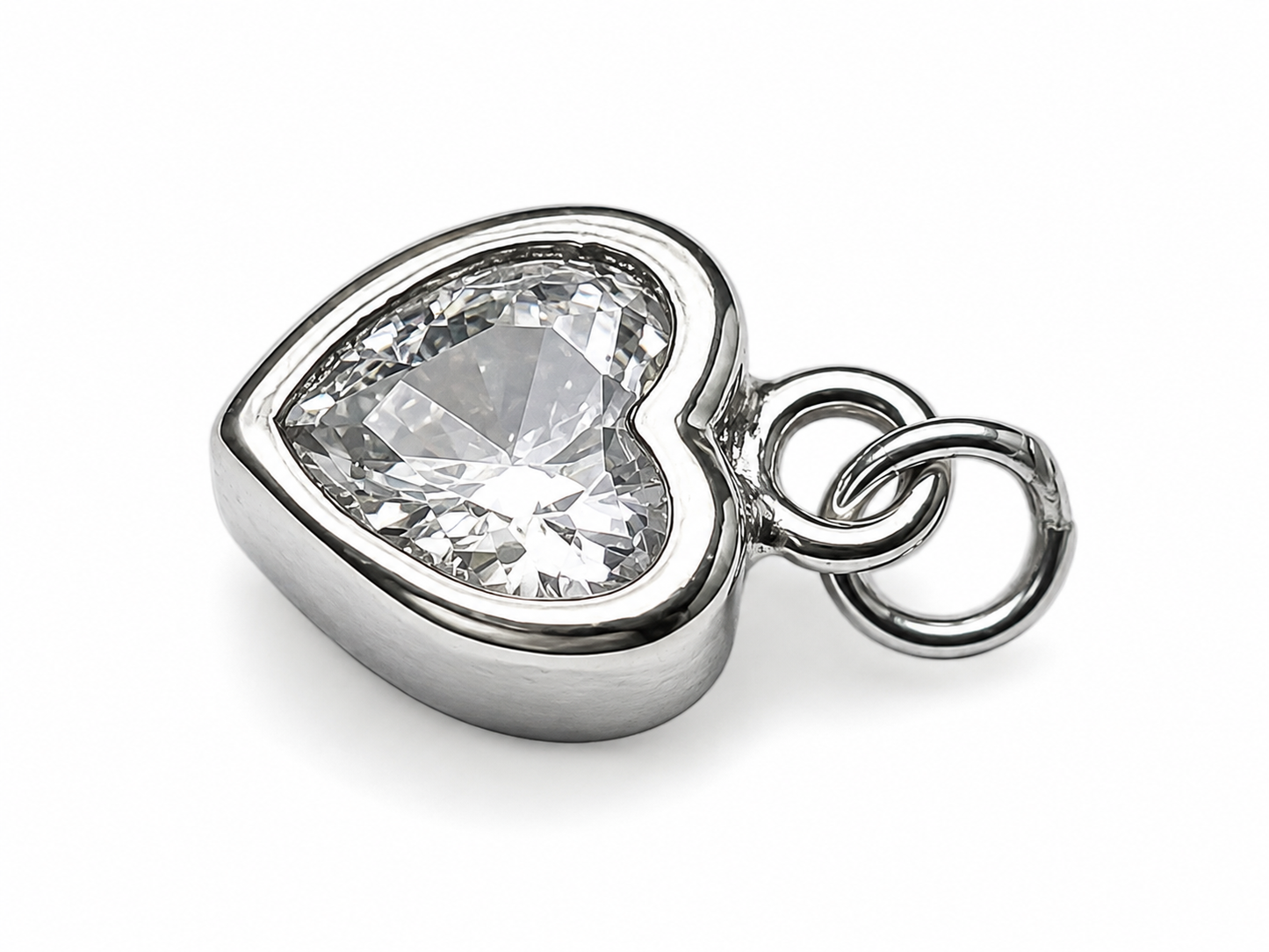 Dije Corazon con Cristal Plata 925 - 1 Unid.