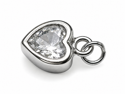 Dije Corazon con Cristal Plata 925 - 1 Unid.