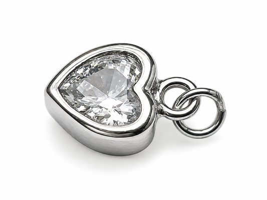 Dije Corazon con Cristal Plata 925 - 1 Unid.