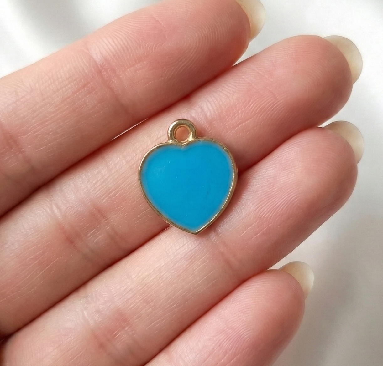 Dije Corazon Celeste 14x16mm