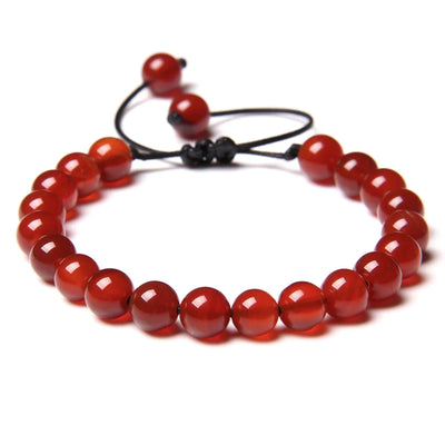 Pulsera Cornalina Natural Tejida 8mm
