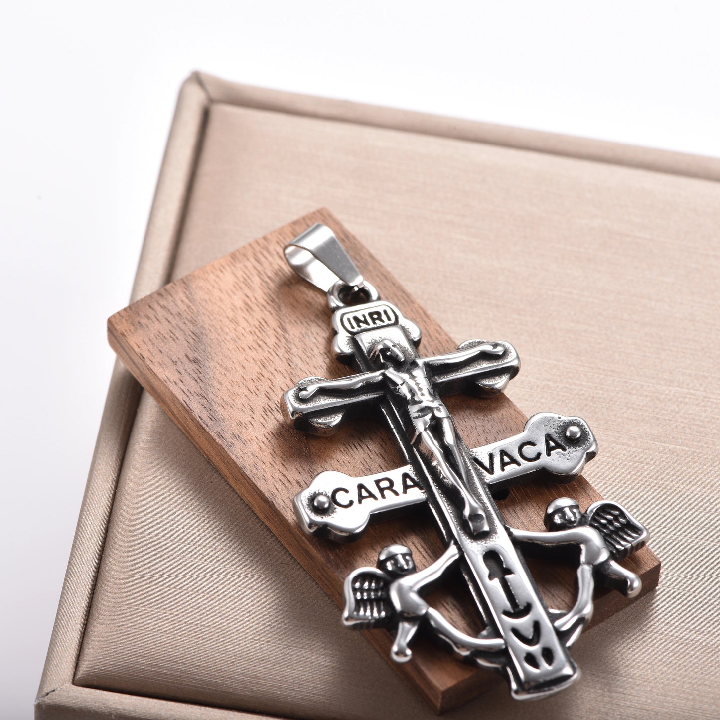 Dije Cruz de Caravaca Acero 2.5x4cm