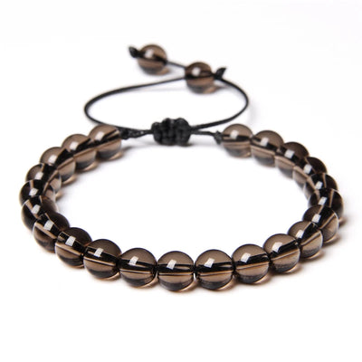 Pulsera Cuarzo Ahumado Natural Tejida 8mm