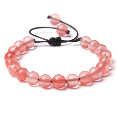 Pulsera Cuarzo Cherry Natural Tejida 8mm