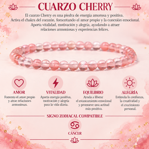 Pulsera Cuarzo Cherry 4mm Elasticada