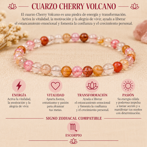 Pulsera Cherry Volcano 4mm Elasticada