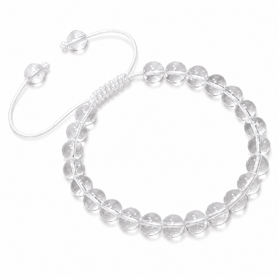 Pulsera Tejida Cuarzo Cristal 6mm