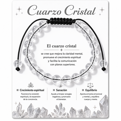 Pulsera Cuarzo Cristal Natural Tejida 8mm