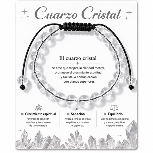 Pulsera Cuarzo Cristal Natural Tejida 8mm