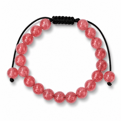 Pulsera Cuarzo Frutilla Natural Tejida 8mm