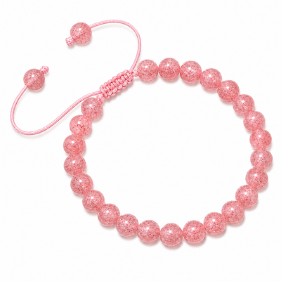 Pulsera Tejida Cuarzo Frutilla 6mm
