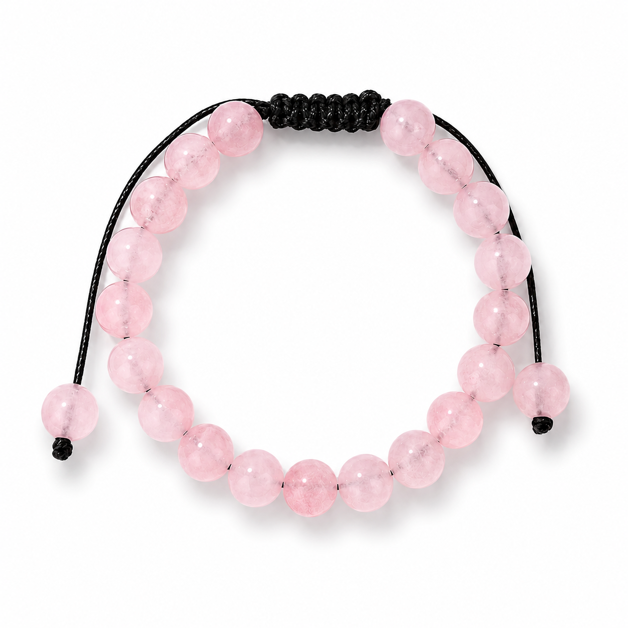 Pulsera Cuarzo Rosado Natural Tejida 8mm