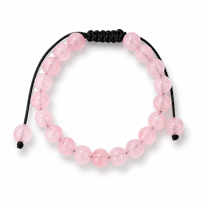 Pulsera Cuarzo Rosado Natural Tejida 8mm
