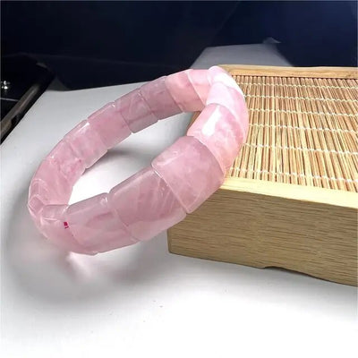 Pulsera de Cuarzo Rosado Ancho