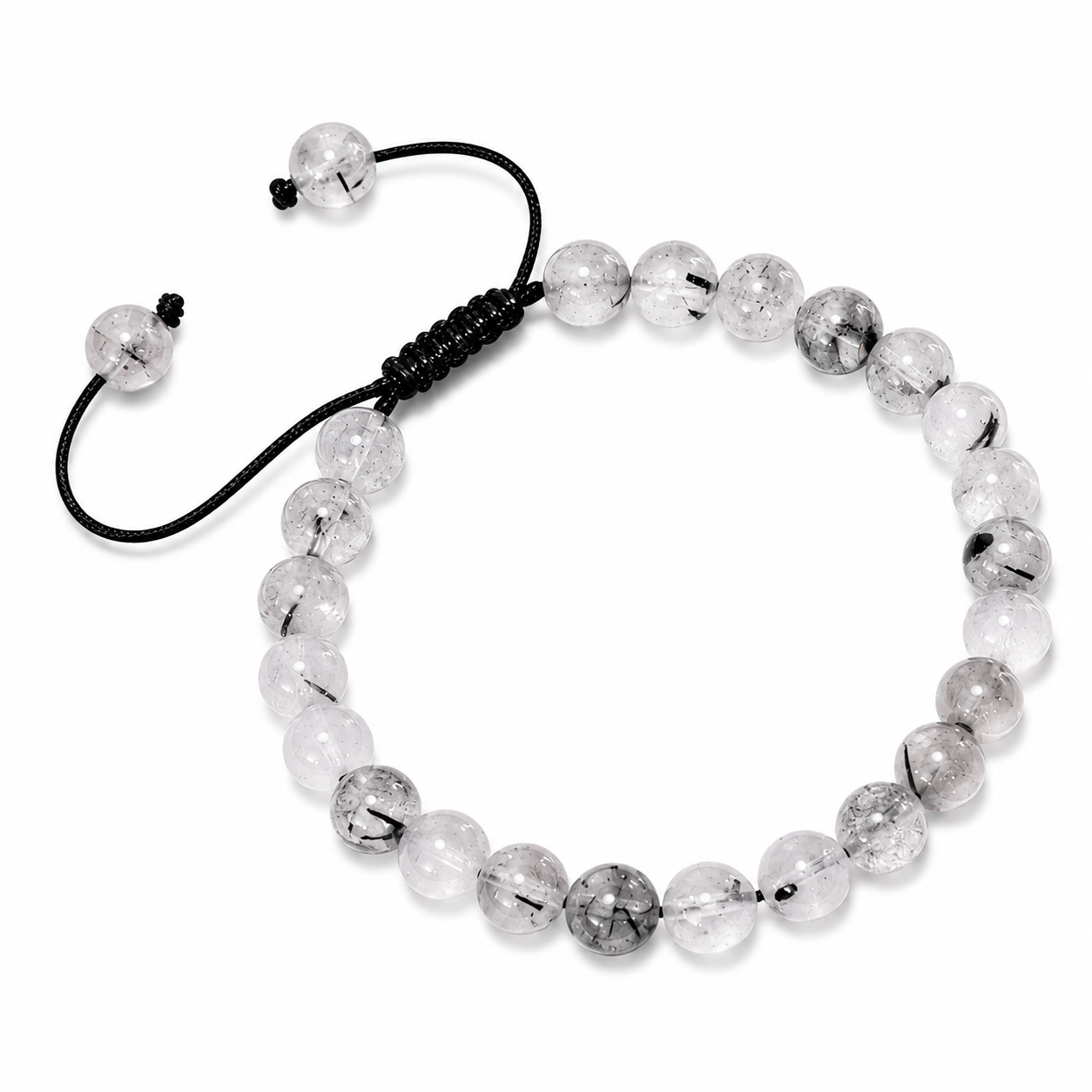 Pulsera Tejida Cuarzo Turmalinado 6mm