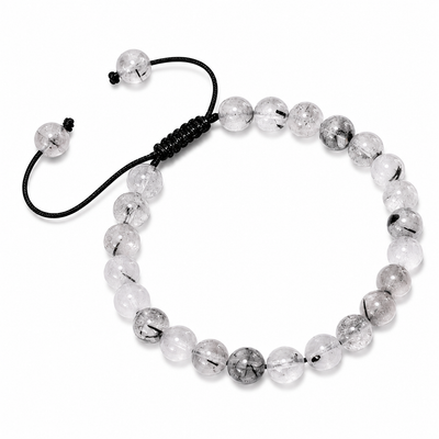 Pulsera Tejida Cuarzo Turmalinado 6mm