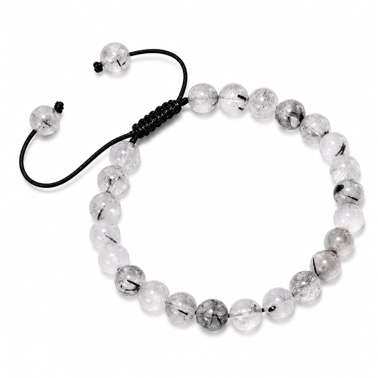 Pulsera Tejida Cuarzo Turmalinado 6mm