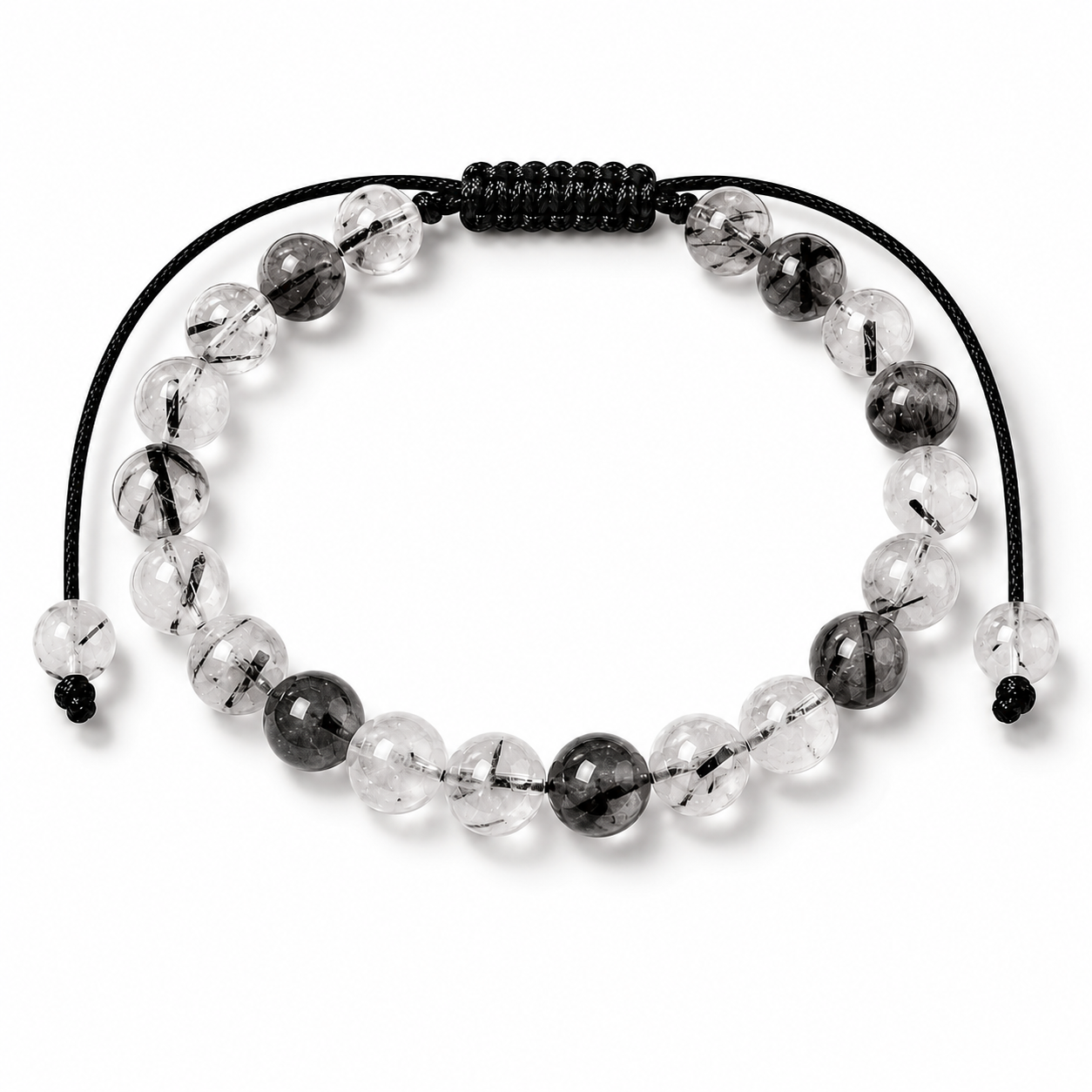 Pulsera Cuarzo Turmalinado Natural Tejida 8mm