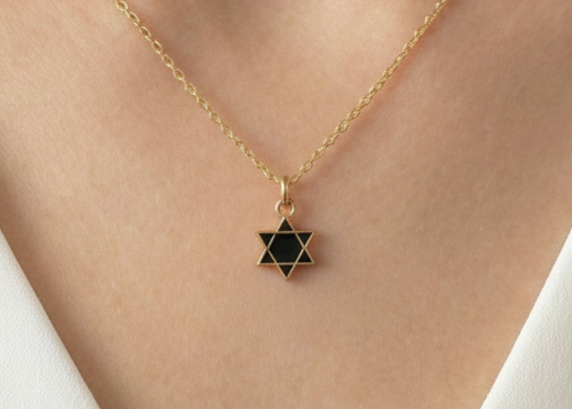 Dije Estrella de David Negro 12x17mm