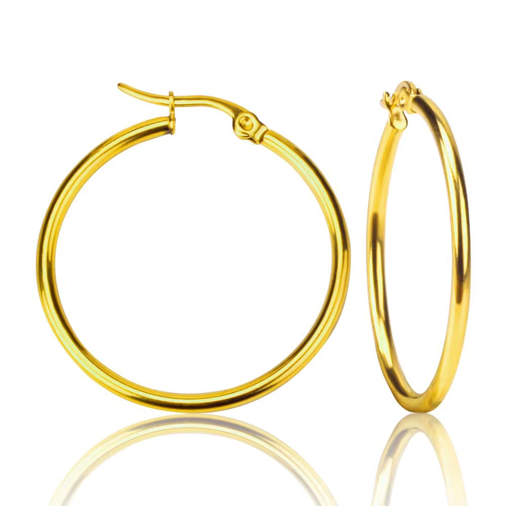 12 Pares Aro Argolla Acero Quirurgico Dorado
