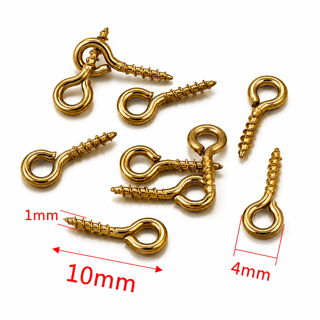 Cáncamo Acero Dorado 1cm - 50pcs
