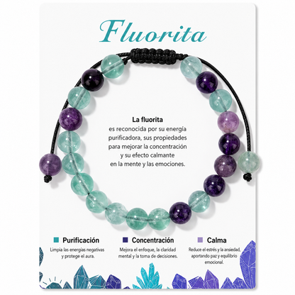 Pulsera Fluorita Natural Tejida 8mm