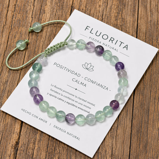 Pulsera Tejida Fluorita 6mm