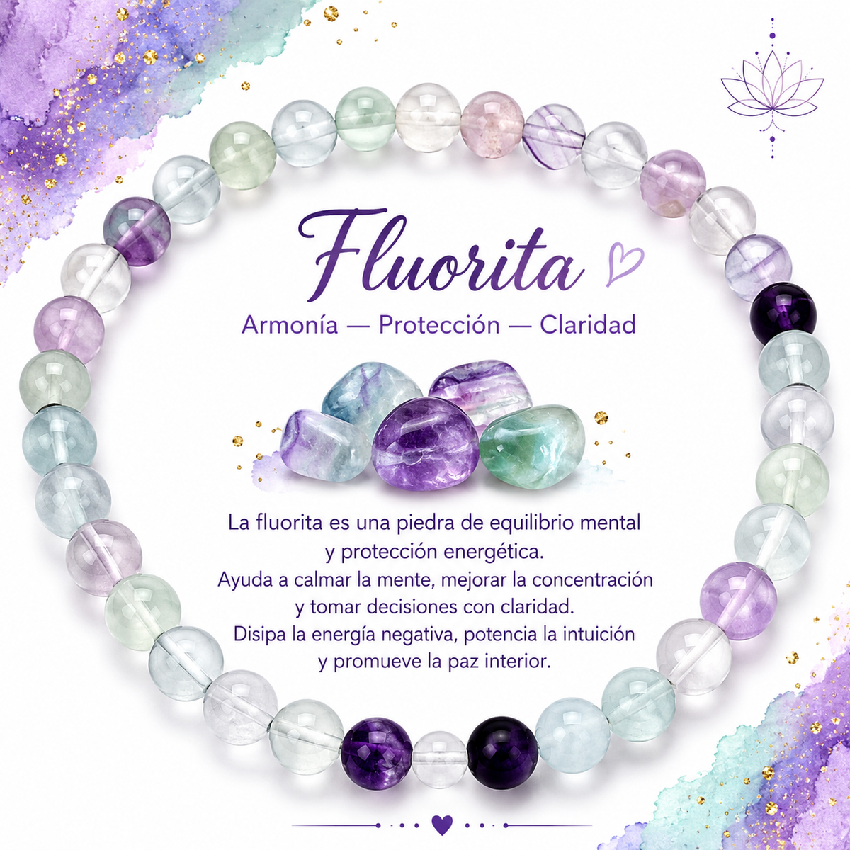 Pulsera Fluorita 4mm Elasticada