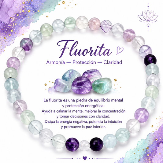 Pulsera Fluorita 4mm Elasticada