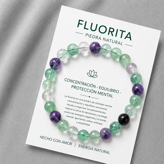 Pulsera Elasticada Fluorita 8mm