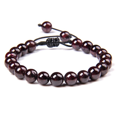 Pulsera Granate Natural Tejida 8mm
