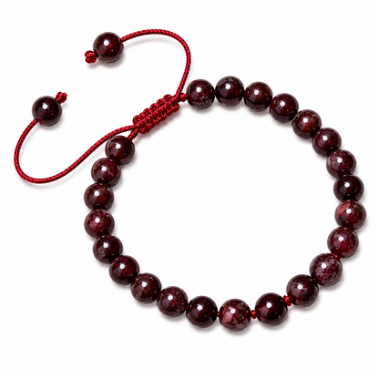 Pulsera Tejida Granate 6mm