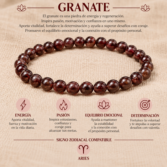 Pulsera Granate 4mm Elasticada