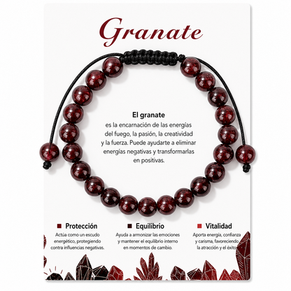 Pulsera Granate Natural Tejida 8mm