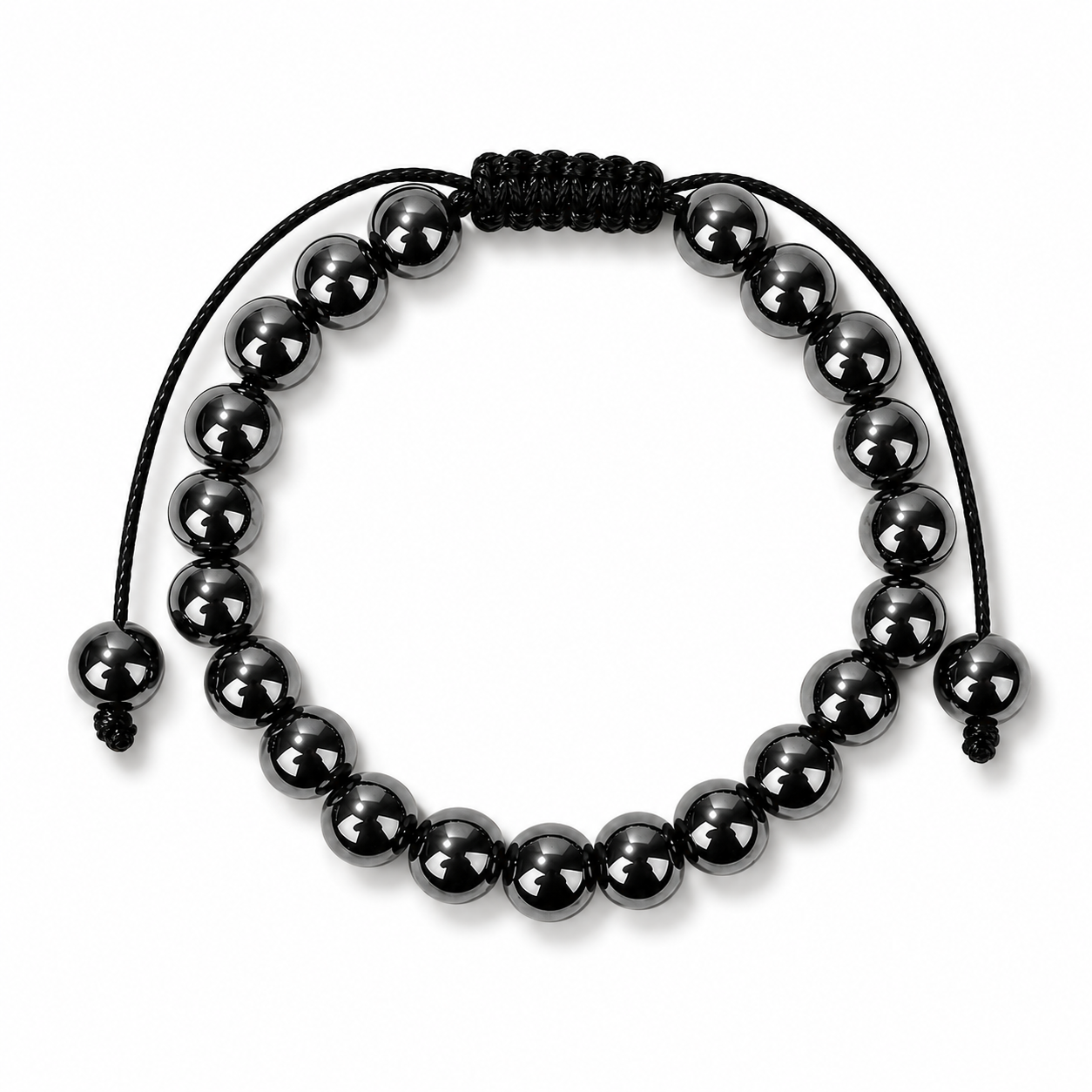 Pulsera Hematita Natural Tejida 8mm