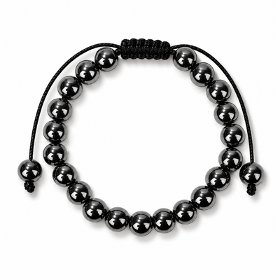 Pulsera Hematita Natural Tejida 8mm