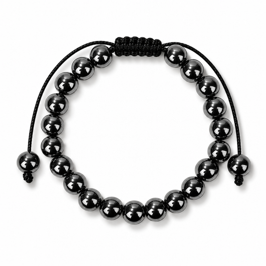 Pulsera Hematita Natural Tejida 8mm