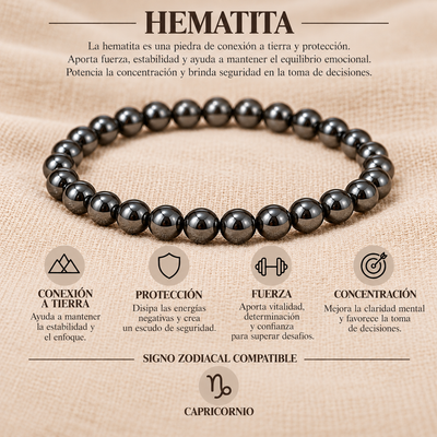 Pulsera Hematita 4mm Elasticada