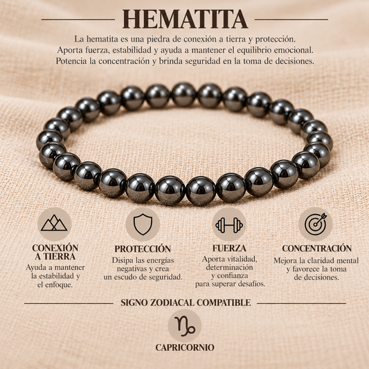Pulsera Hematita 4mm Elasticada