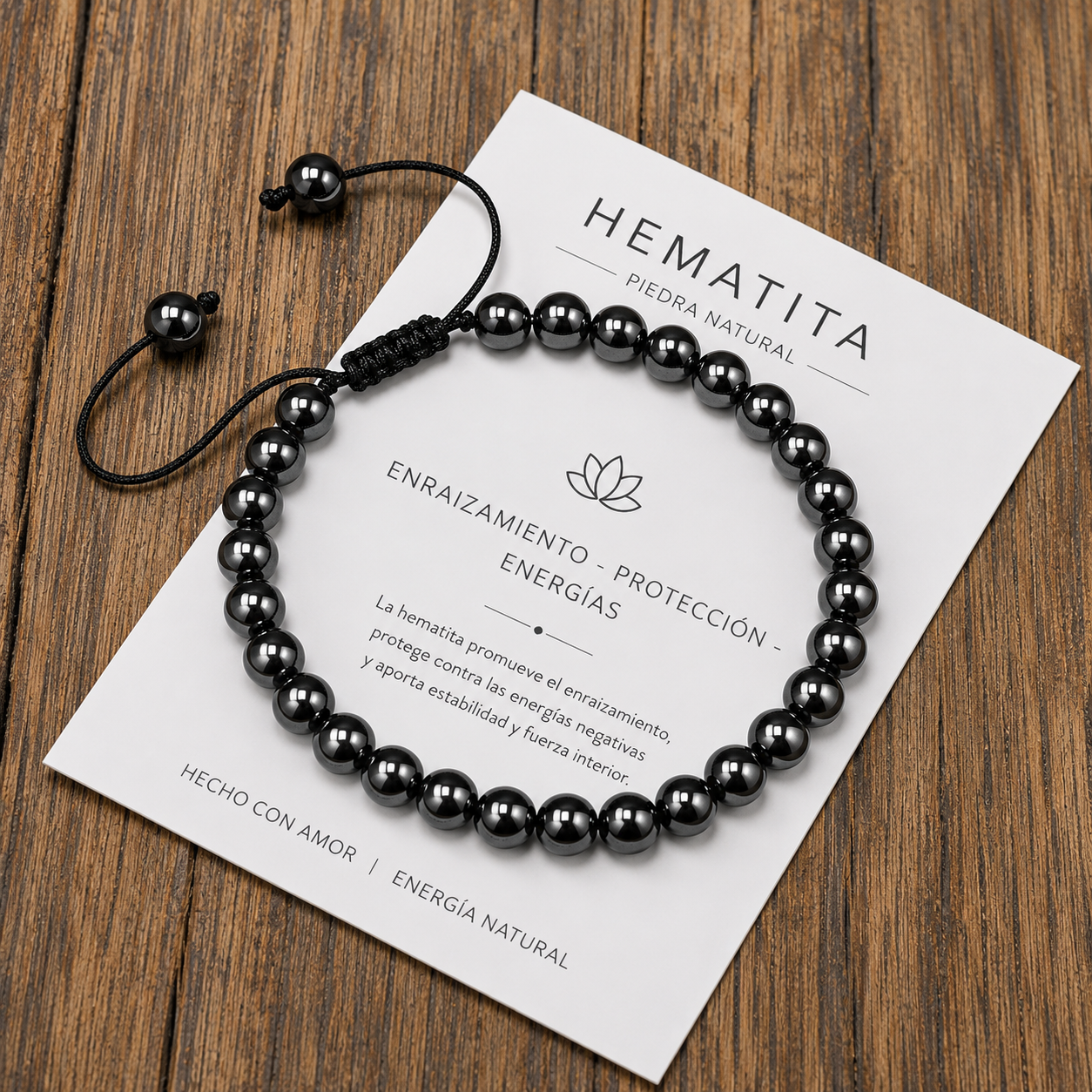 Pulsera Tejida Hematita 6mm