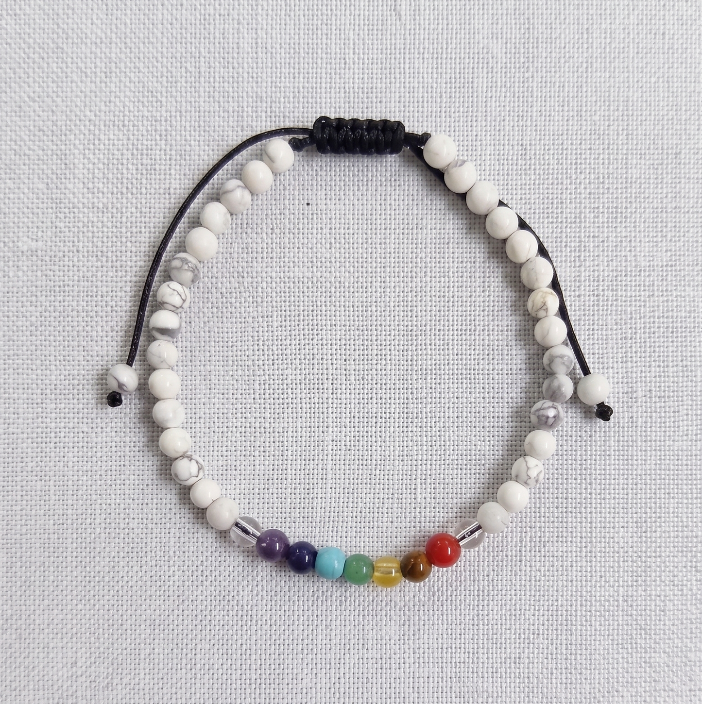 Pulsera 7 chakras Con Howlita Blanca 4mm